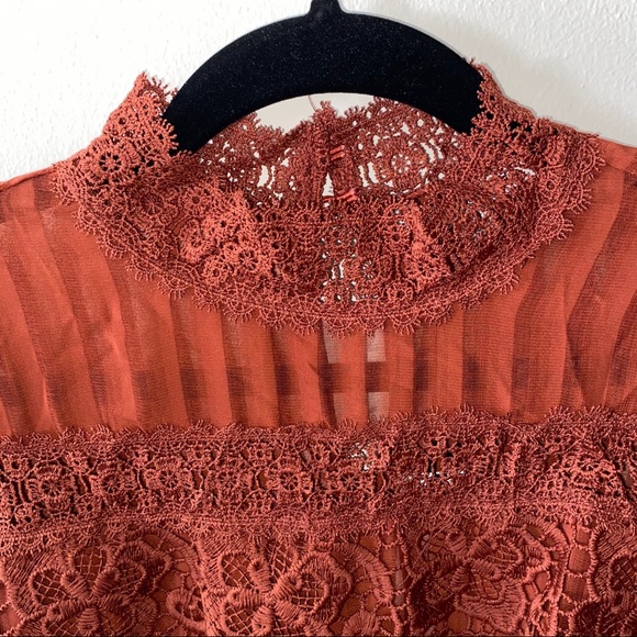 Embroidered Lace/Sheer Blouse - Picture 4 of 9